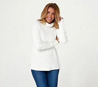 Isaac Mizrahi Live! Essentials Pima Cotton Turtleneck Top, Size XX-Small, Pearl
