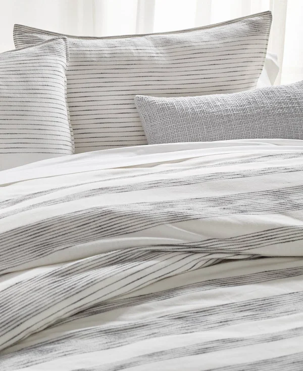Dkny Pure Woven Stripe Duvet - Full/Queen - Ivory/ Black