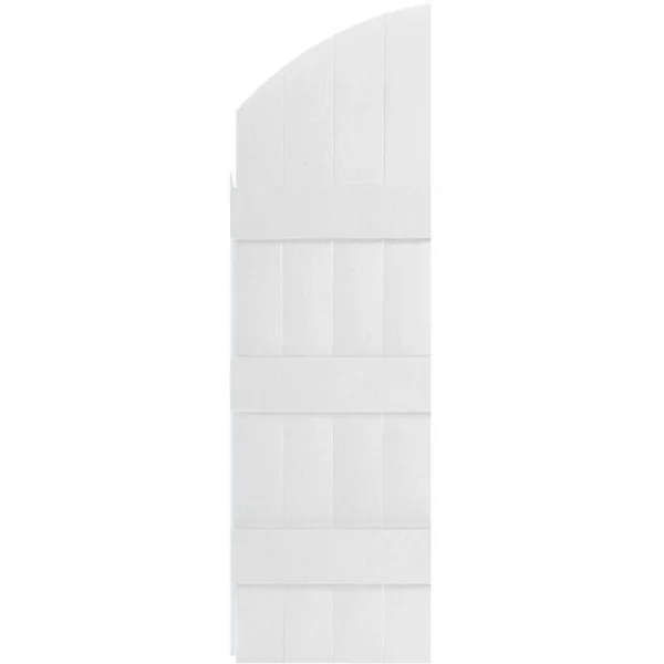 14 inchw x 81 inchh (74 inch Low Side) Lifetime Vinyl - Standard Four Board Joined w/ Archtop, Board-n-Batten Shutters, w/Install