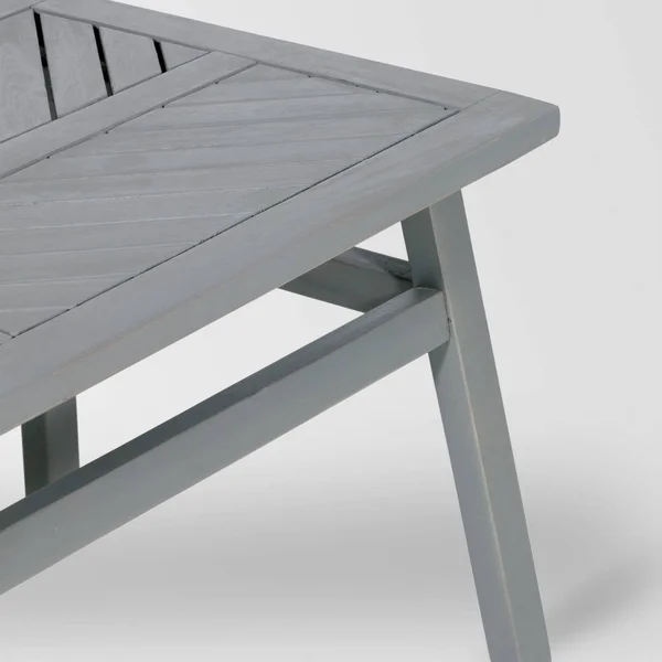 Coro Chevron Slatted Patio Coffee Table – Gray Wash – Saracina Home