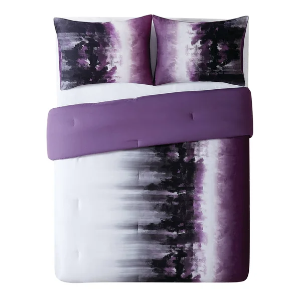Vince Camuto Mirrea Comforter Set - King, White/Purple