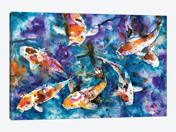 Koi Impression Canvas Artwork Print by Zaira Dzhaubaeva ( Animal Art > Sea Life > Fish > Koi Fish Art art)