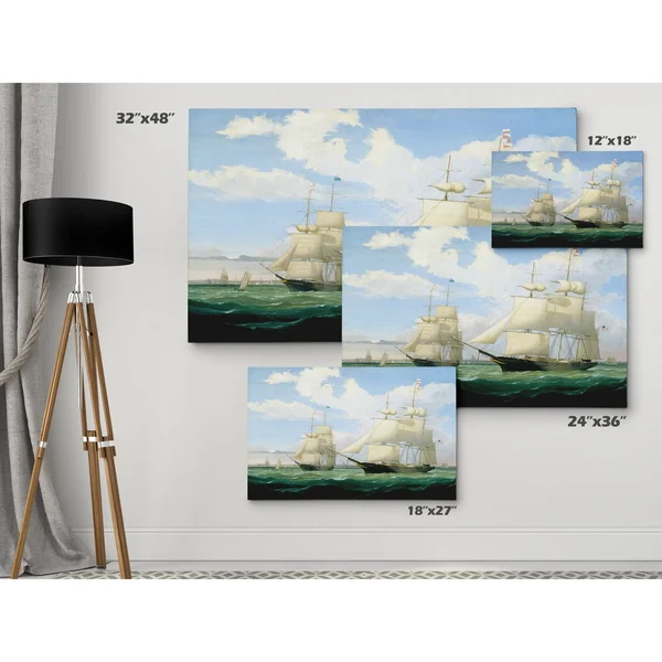 WexfordHome &Ships at Sea III& Drawing Print on Wrapped Canvas - Size: 36x22 H x 48x22 W x 1.5x22 D, 24 inches x 32 inches