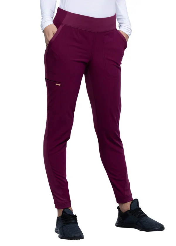 Cherokee Statement Mid-Rise Tapered Leg Pull-On Pant - CK175, M, Wine