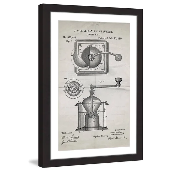 Marmont Hill 'Coffee Mill 1885 Old Paper' by Steve King Framed Painting Print