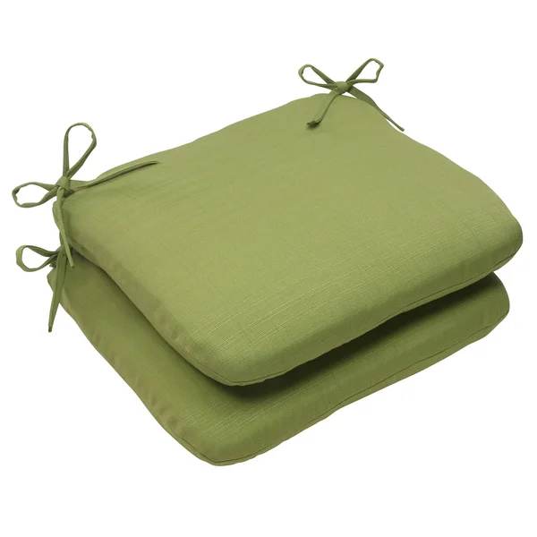 Pillow Perfect Outdoor Forsyth Rounded Seat CUSHION - Green, Set of 2