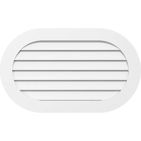 Ekena Millwork GVPRE38X1201SF 38x22W x 12x22H Horizontal Round Ended Surface Mount PVC Gable Vent: Functional, w/ 3-1/2x22W x 1x