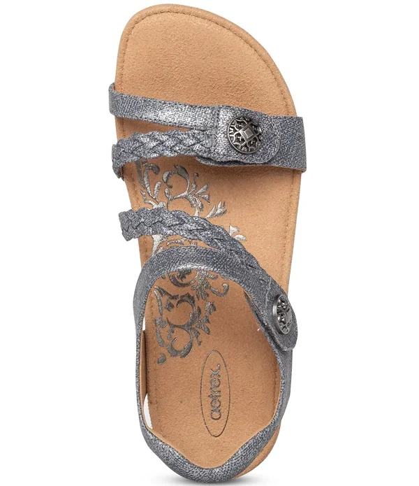 Aetrex Jillian Braided Quarter Strap Gold - 6