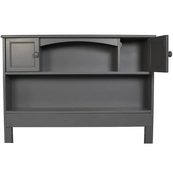 Bowery Hill Solid Wood Bookcase Twin Headboard in Gray