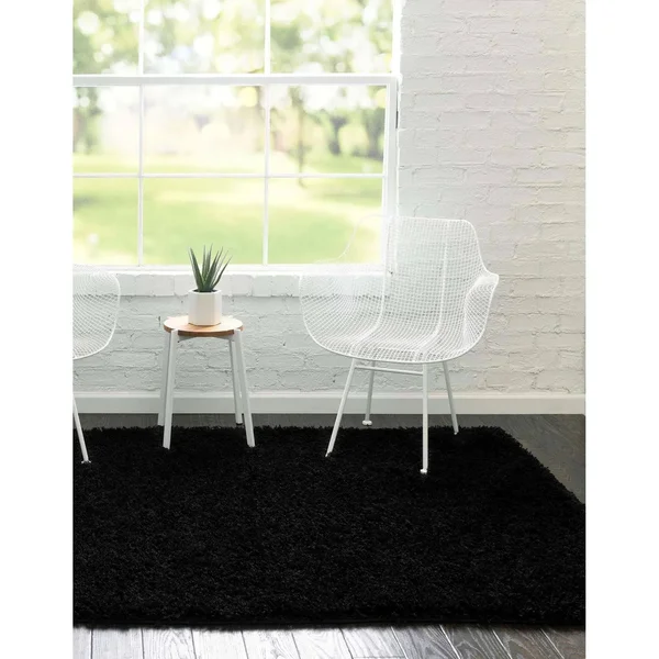 Unique Loom Everyday Solid Shag Area Rug (Black - 8& 0 x 10& 0)