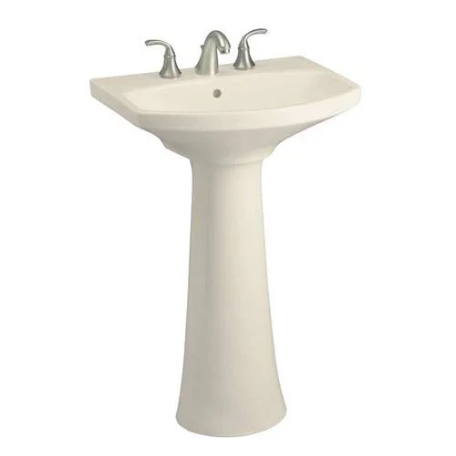 KOHLER K-2362-8-47 Cimarron Pedestal Bathroom Sink with 8 In. Widespread Faucet Holes, Almond