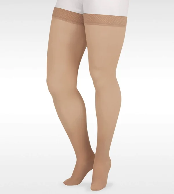 Juzo Soft 15-20 mmHg Thigh High w/ Silicone Top Band - V, Regular, Navy