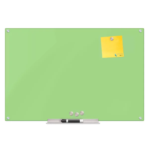 Magnetic Glass Eraser Board 48 inch x 60 inch Inches Radius Corners - Light Green