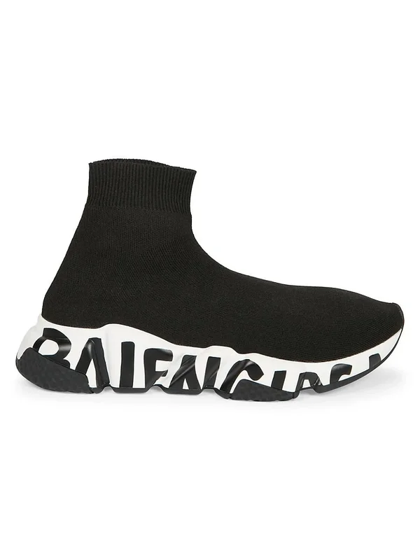 Balenciaga Speed Graffiti Sneaker - Black - High-Top Sneakers