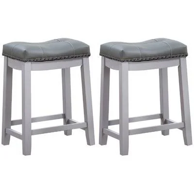 Mikhail Bar & Counter Stool Andover Mills Color: Gray - Upholstery: White, Seat Height: Counter Stool (24x22 Seat Height)