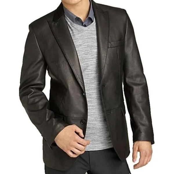 Mens Kilroy Lambskin Leather Blazer - Discounted! - L, Black