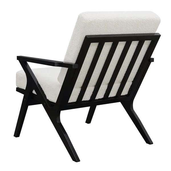 Texture and Natural Wood Frame Accent Chair - Grey