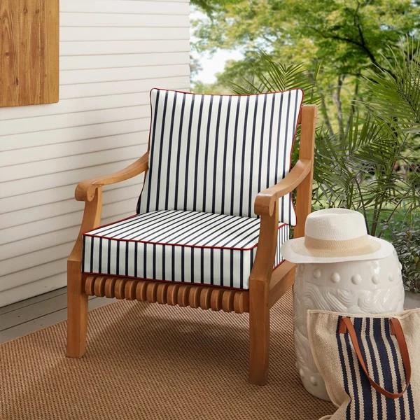 Sunbrella Lido Indigo Indoor/ Outdoor, Deep Seating Pillow and Cushion Set, Set of 2