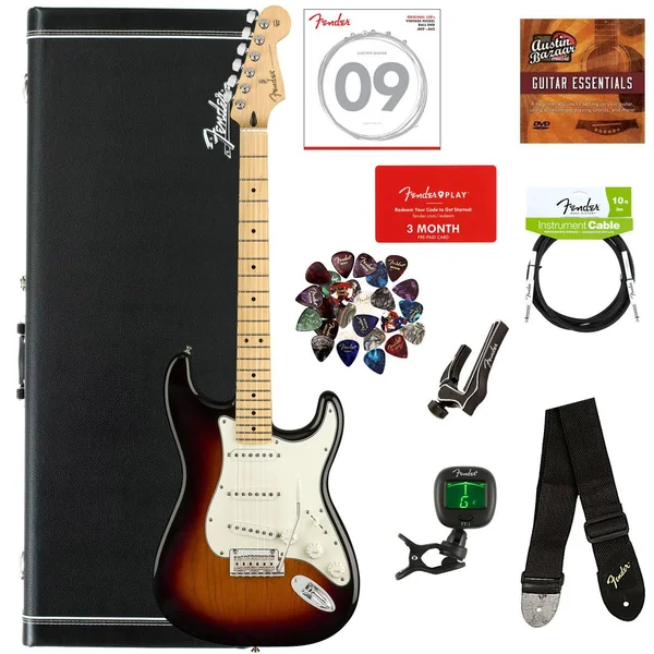 Fender Player Stratocaster, Maple - 3-Color Sunburst w/ Hard Case