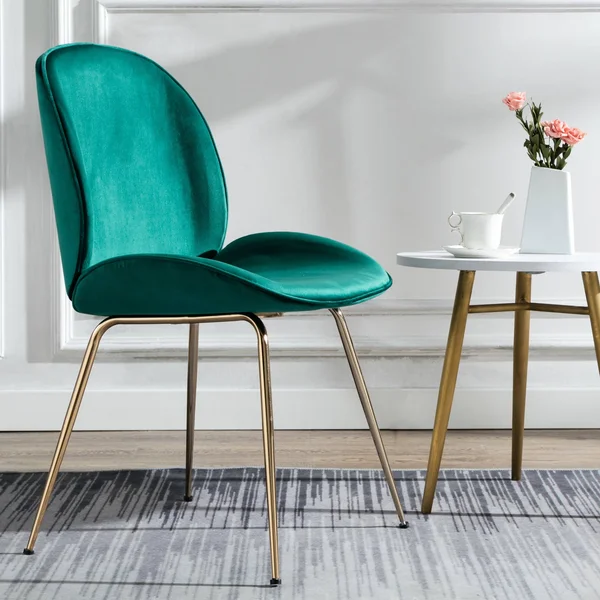 Art Leon Velvet Accent Chair Modern Upholstered Dining Chair, Blue, Size: One Size