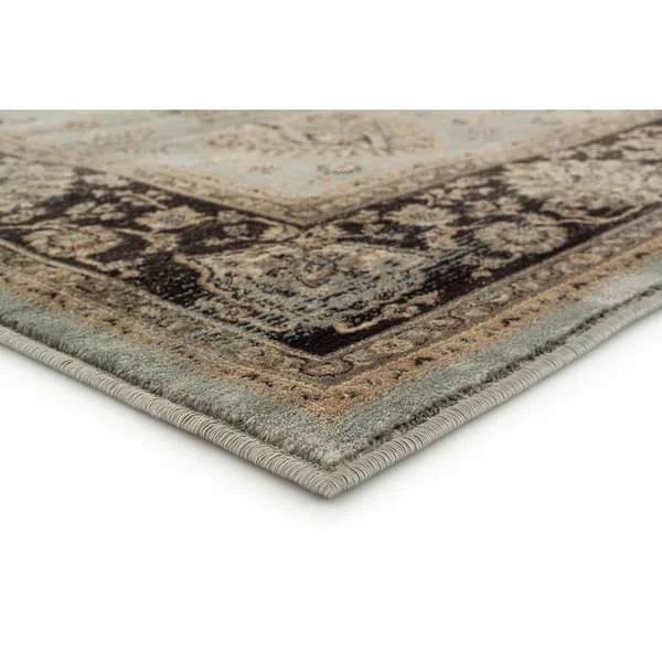 MDA Home Antique 7'x10' Floral and Botanical Fabric Area Rug in Brown/Blue