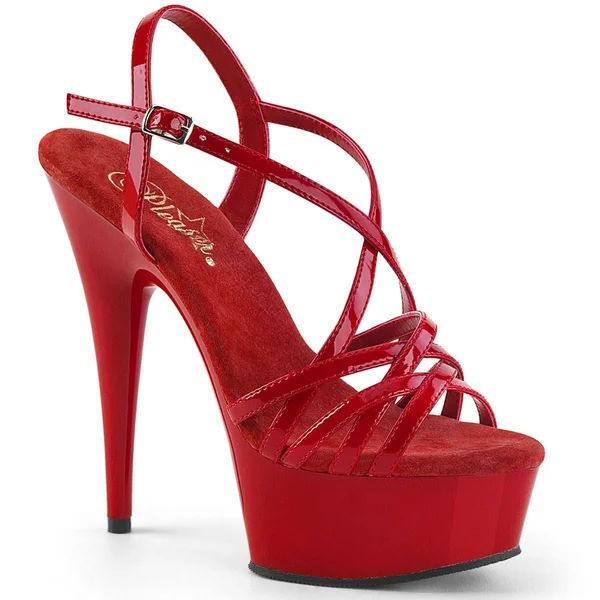 Pleaser DELIGHT-613 - 6x22 Criss-Cross Strap Sandal - Red 13