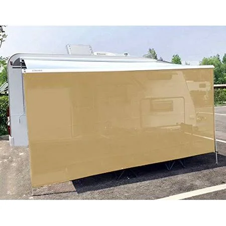Tentproinc RV Awning Sun Shade Screen 7& x 14&3&& - Beige Mesh Sunshade UV Blocker Complete Kits Motorhome Camping Trailer Canop