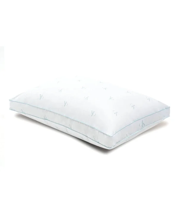 Calvin Klein Monogram Logo Extra Firm Support Cotton Pillow, Standard/Queen - White