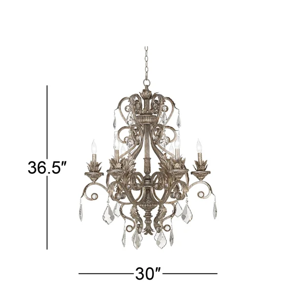 Kathy Ireland 30x22 Wide Metallic Silver Chandelier
