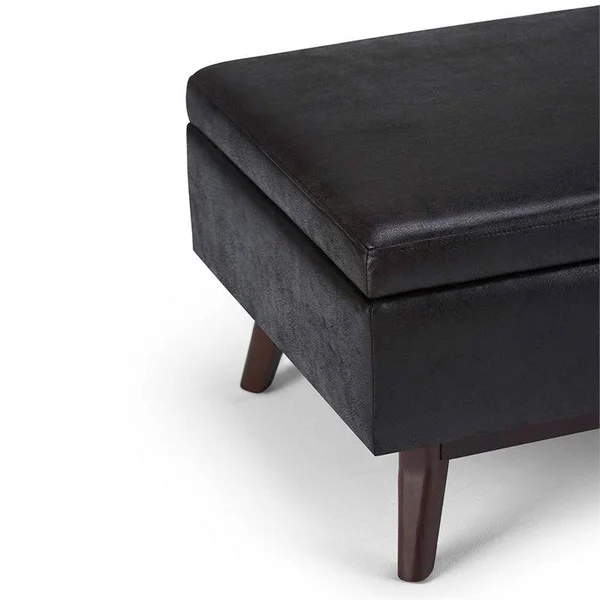 Atlin Designs Faux Leather Storage Coffee Table Ottoman in Black