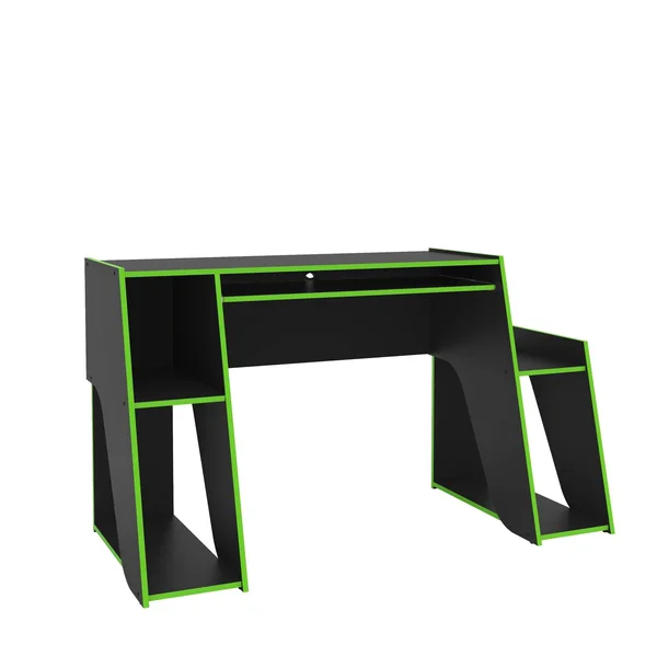 Polifurniture Corporatio Mission 47 in. Black and Green Gaming Desk