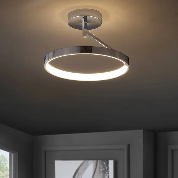 Jonathan Y Owen 17.5x22 Dimmable Integrated LED Metal Semi-Flush Mount - Chrome JYL7016A