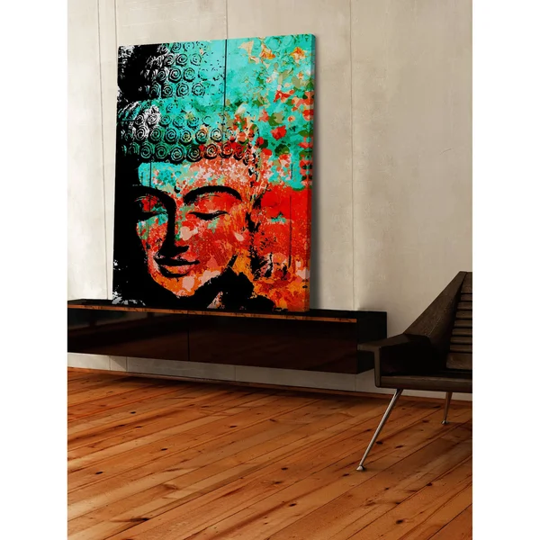Marmont Hill Buddha Green Red by Rick Martin Painting Print on Wrapped Canvas, Size: 30x22 x 36x22