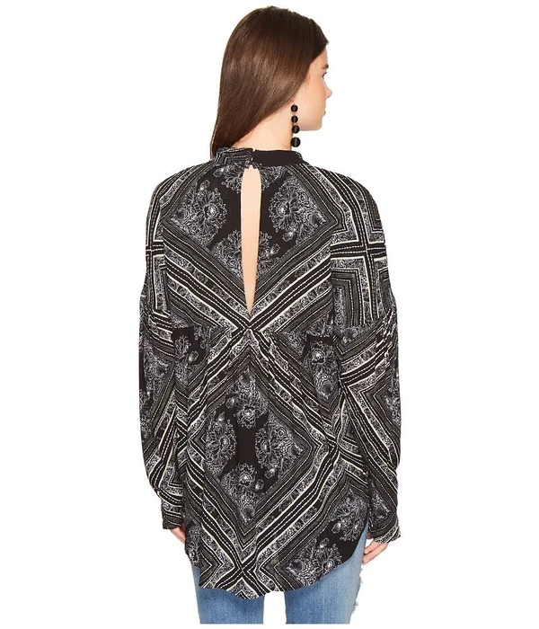Free People Womens Walking on A Dream Tunic Blouse Black