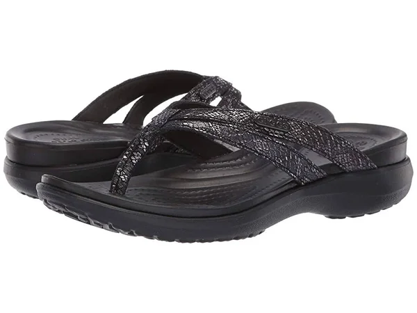 Crocs Women's Capri Strappy Flip Flops - Black