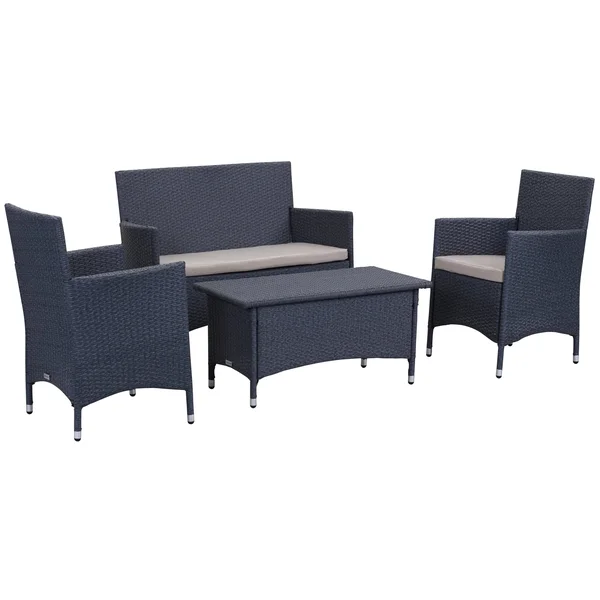 Safavieh Figueroa 4 Piece Outdoor Set - Titanium - Sand