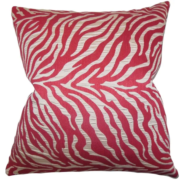 The Pillow Collection Helaine Zebra Print Euro Sham Red - Queen