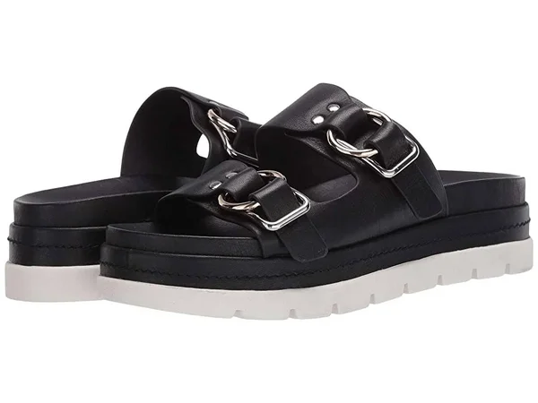 J/Slides Women's Baha Platform Slide Sandals 8.5 - Black Leather