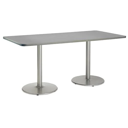 Figo Cafe Height Table 72 inchw x 30 inchd Walnut Top/Black TMold/Silver Base, Brown