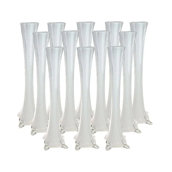 Tall Eiffel Tower Glass Vase Centerpiece, 24-Inch, White
