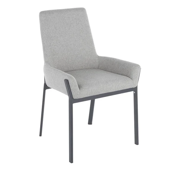 LumiSource Odessa Grey Fabric & Black Steel Dining Chair (Set of 2)