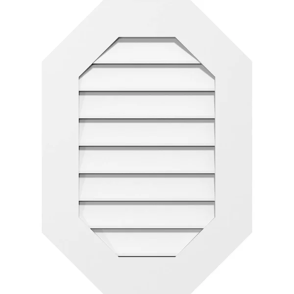 Ekena Millwork GVPOV20X4001SF 20x22W x 40x22H Vertical Elongated Octagon Surface Mount PVC Gable Vent: Functional - w/ 3-1/2x22W