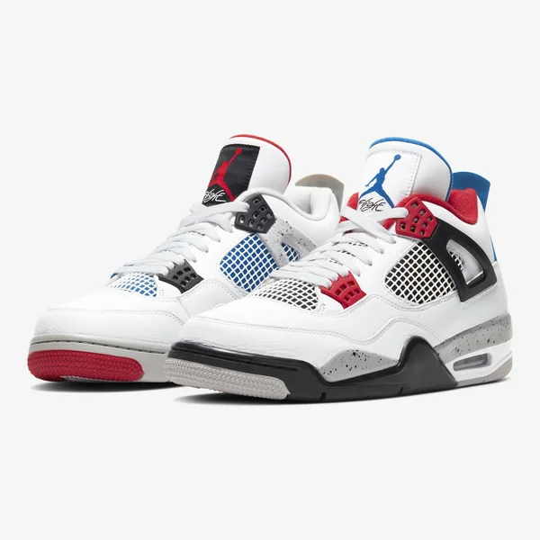 Nike Air Jordan 4 Retro SE “What The” Sneakers - White/Fire Red/Tech Grey/Military Blue - 14