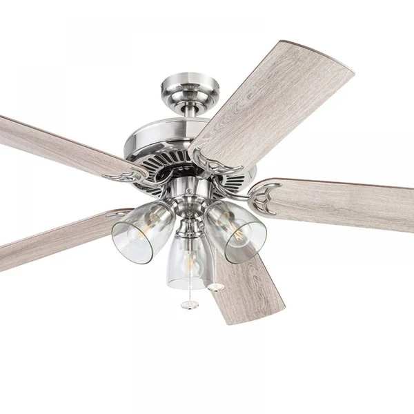 Better Homes & Gardens 52 inch Satin Nickel 3 Light - 5-Blade Ceiling Fan