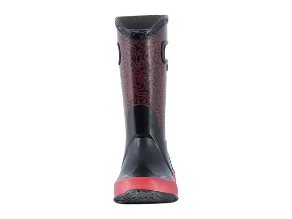 Bogs Unisex Children's Rain Boot, Size: 2, Black Multi Maze Rubber