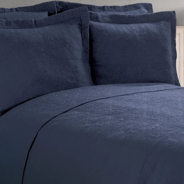 Indigo Quilted Matelasse Twin Quilt