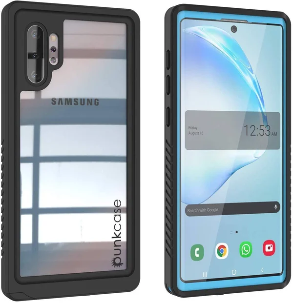 Galaxy Note 10+ Plus Case, Punkcase [Extreme Series] Armor Cover w/ Built in Screen Protector [Light Blue] - Light Blue