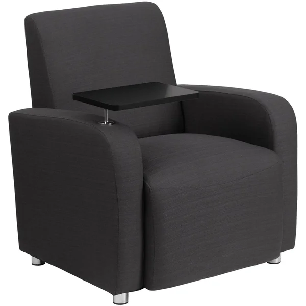 Flash Furniture Fabric Guest Chair with Tablet Arm and Chrome Legs - Gray