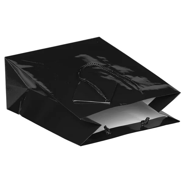 Jam Glossy Gift Bags, 8 x 10 x 4, Black, 100/Pack, Medium