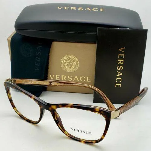 Versace Rx-able Eyeglasses VE 3255 108 54-17 Tortoise-Brown Gold Frames